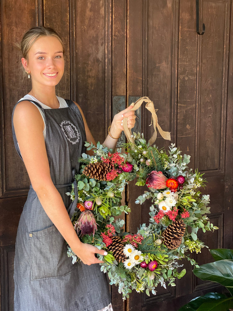 Christmas Wreath - Fresh Wildflowers and Gum