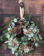 Christmas Wreath - Fresh Wildflowers and Gum