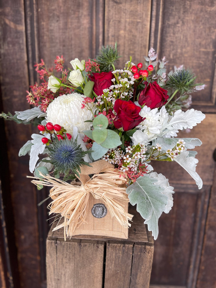 Christmas Hessian Posy Bag